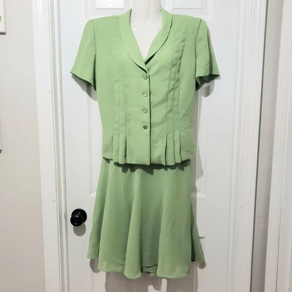 VTG Danny & Nicole | Mint Green Lightweight Two-Piece Skirt Set | 14